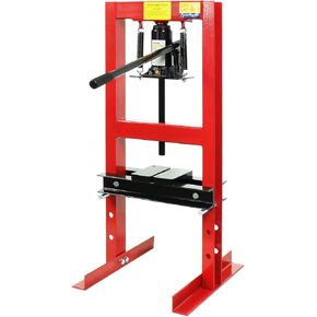 6 Ton Hydraulic Press, Adjustable Height H-Frame Garage Shop Benchtop Press with Press Plates, Easy to Operate, Heavy-Duty Hydraulic Shop Floor Press for Gears and Bearings, Red