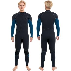 Wetsuits for Men，5/4mm Upgrade CR Neoprene Wetsuits,UV Protection Long Sleeve Diving Suit, Front Zip for Swimming Scuba Surfing Snorkeling Diving