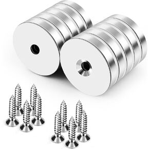 DIYMAG Strong Neodymium Disc Magnets, Rare Earth Magnets with Hole for Kitchen Cabinet, Tool Storage, Office and Crafts, Disc Button Magnet, 0.32 inch & 0.47 inch & 0.59 inch Diameter, 45 PCS in Kuwait