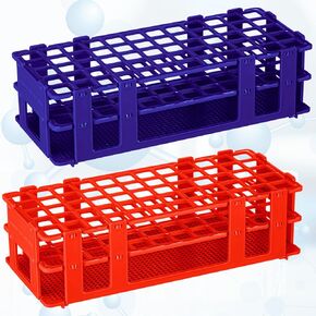 2 Pcs Plastic Test Tube Rack Test Tube Holder Rack Detachable Tube (60 Hole,Blue,Red)