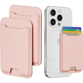 2 Packs Phone Card Holder, Leather Phone Wallet Stick on, Stronger Nano Adhesive Credit Card Holder for Back of Phone Case, With RFID Blocking, Fit 4 Cards for iPhone, Samsung, and Android, Black