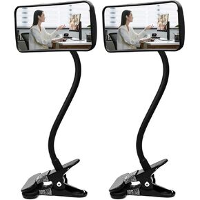 Clip On Security Cubicle Mirror, Computer Cubicle Office Desk Mirror to See Behind You, Convex Cubicle Mirror for Personal Safety and Security Desk Rear View Monitors or Anywhere (4.6" x 2.3") (1PCS)