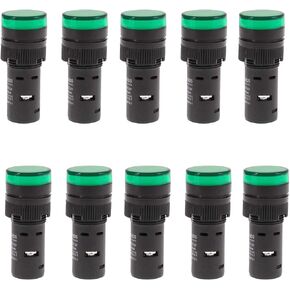 10 pcs Energy Saving LED Indicator Light Voltage 12V/24V/110V Current 20mA Mounting Hole Size 16mm (5/8 Inch) Green (110V AC/DC)