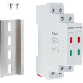 2Pcs C45 DIN Rail Mount Indicator Light, 3 LED Indicator Light, 110 VAC/DC Signal Lamp, with 80 mm DIN Rail & Screws, Ideal Light for Indicating Circuit Status, CE (Red, Green, Yellow)