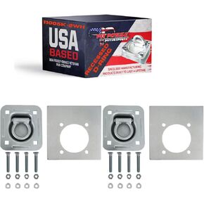 Pit Posse 11005BK-4 Cargo Trailer Recessed Pan D Ring Floor Rope Anchor Tie Down 6,000 lbs Breaking Strength - Flush Mount - Includes Washers and Mounting Hardware - Truck Bed SUV Van (4 Pack/Black)