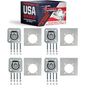 Pit Posse 11005K-4 Cargo Trailer Recessed Pan D Ring Floor Rope Anchor Tie Down - 6,000 Lbs. Breaking Strength - 4 Mountings Points - with Washers & Mounting Hardware (4 Pack) 5th Wheeler Snowmobile
