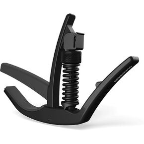 Planet Waves by D'Addario Planet Waves Guitar Capo – NS Artist - For 6-String Electric and Acoustic Guitars - Single Hand Use – Integrated Pick Holder -Black