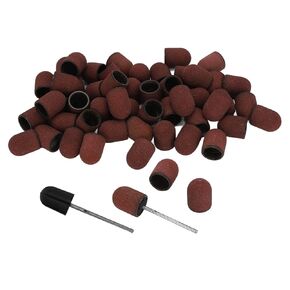 Sanding Cap Set, Nail Sanding Head Sanding Sleeves Sanding Caps, 80# Grit Nail Art Sanding Heads Manicure Polishing Sanding Nail Drills Abrasive Belts Set