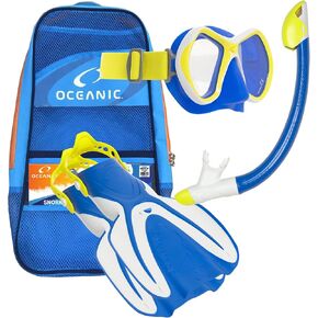 OCEANIC Kids Snorkel Set/Kit : mask, Snorkel, fins & mesh Gear Bag. Ages 3-10