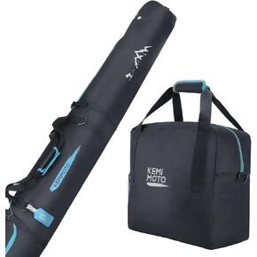 KEMIMOTO Ski Bag and Boot Bag Combo, Snowboard Bag Padded Ski Bags for Air Travel, Snow Ski Bags Fit Skis Up to 200cm, Ski Double Bag Combo