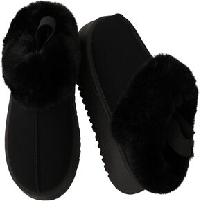 Women's Platform Slippers Winter Mini Boots Anti-Slip Suede Slip on Women Sneakers Fur Lined House Slippers for Indoor Outdoor