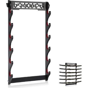 Barydat Katana Mount Sword Holder Stand Wall Mount Katana Samurai Sword Display Rack Hanger Gifts for Christmas Japanese Wakizashi Katana Samurai Sword Hobby Collection for Men(6 Tier)