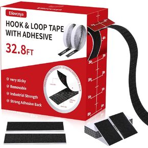 32.8ft x 1in Hook and Loop Tape with Adhesive, Double Rolls of Heavy Duty Self-Adhesive Loop Tape for Various Hanging and Fixing in Office, School, Home, Handmade DIY Projects