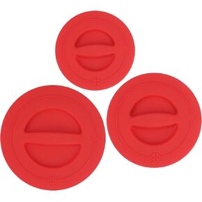 Silicone Lids Fits 1 Cup & 2 Cup & 4 Cup Pyrex Tempered Glass Liquid Measuring Cups, Food-Grade Silicone Replacement Lid, Red, Microwave & Dishwasher Safe - 3 Pack, Lid Only