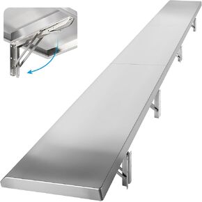 Folding Concession Shelf 96" x 12", Drop Down Concession Serving Window, Stainless Steel Folding Shelf Serving Food Shelf for Windows