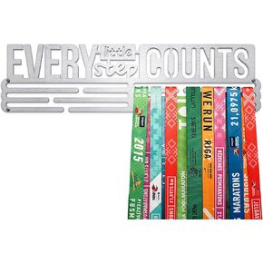 Every Little Step Counts Sport Medal Hanger Display | Stainless Steel Medal Holder | up to 48 Medals