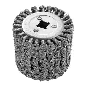 Twisted Steel Wire Wheel Multi Surface Texturing, 0.02" Coarse Knotted Wire Brush 4.7"x 4" Drum Surface Conditioning Tool for Metal Removing Rust Wood Grain Restoration-3/4 Quad Keyway