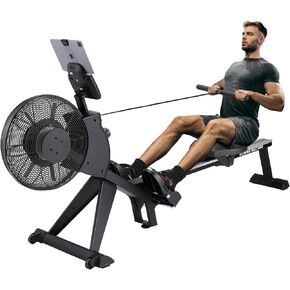 Air Resistance Rower Machine with Max Resistance of 66 LBS, Durable Metal Frame Row Machine, 16 Levels of Adjustable Resistance, Rowing Machines for Home with an Ergonomicall Designed Seat