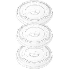 Clear PET Flat Straw Slot Lid, 107mm Diameter, (Case of 500 Count)