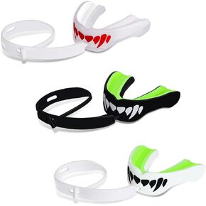 MENOLY 3 Packs Strapped Youth Mouth Guard - Mouth Guard Football for Juniors with Cases, Mouth Guard for Football, Lacrosse, Hockey, Boxing, Basketball, MMA, Wrestling and Other Contact Sports