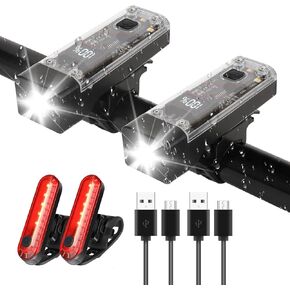 Bike Lights, USB-C Rechargeable Bicycle Lights for Night Riding, 2 Bundle for Bike Light Front Headlight and Back Taillight Set, High Lumens LED Head Lights Bike Accessories for Men Women Kids