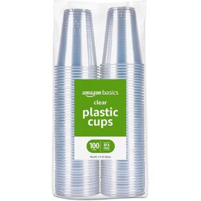Amazon Basics Disposable Clear Plastic Cups, 16oz, 50 Count