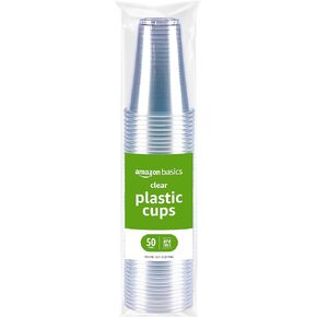 Amazon Basics Disposable Clear Plastic Cups, 16oz, 50 Count in Kuwait