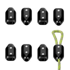 8 PCS Reusable Rope Clamp, 3/8 Inch Tightener Clamp for 7-8 mm Rope, Suitable for Dog Leash Outdoor Climbing Camping Use, Black