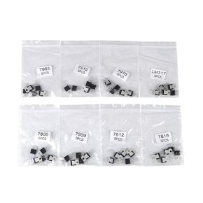40pcs 8 Types Transistor Kit, JFET 7805 7809 7812 7815 7905 7912 7915 LM317 N Channel Depletion Mode Transistor Assortment Kit Set for A/Broadband Amplification