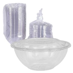 ECO PRODUCTS Compostable Clear PLA Plastic 24oz Salad Bowl With Lid, Pack of 50, Grab 'n' Go Round Cold Takeout Food Containers, Renewable Plant-Based, Disposable, ASTM Compliant, BPI-Certified