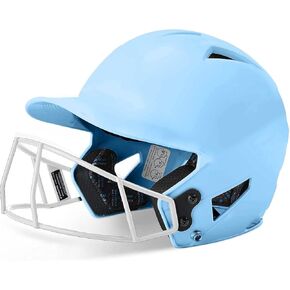 Champro Rise Pro Girls Softball Batting Helmet with Face Guard - Girls Softball Helmets - Bio Fresh/DRI-Gear Moisture Wicking Pad Liner - Columbia Blue, Senior