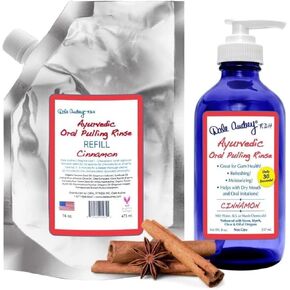 Oil Pulling for Teeth and Gums | Made in USA Cinnamon Flavored Organic Sesame Oil Pulling| Ayurvedic Oil Pulling Rinse to Whiten Your Teeth & Freshen Your Breath