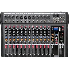 12 Channel Professional Digital Mixer Sound Board Console Bluetooth Live Studio Audio Mixer Power Mixing USB (110V-220V)