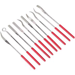 Chris.W 10Pcs Assorted Diamond Mini Riffler Needle File Set Metal Red Jewelers Glass Wood Carving Craft Handy Files Alloy Lapidary Bent Ceramic Tool - 3x140mm