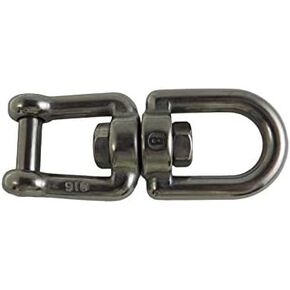 US Stainless Stainless Steel 316 Anchor Swivel Eye and Jaw with Hexagonal Flush Pin 8mm or 5/16" Marine Grade
