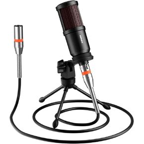 PUPGSIS XLR Dynamic Microphone, PC Computer Gaming Streaming Microphone for Podcast Recording, Vocal Capture, Content Creation, Cardioid Studio Mic for Audio Interface, Mixer, Sound Board