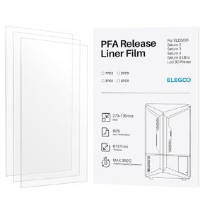 ELEGOO 3 PCS ACF Release Liner Film for Saturn 3 Ultra Resin 3D Printer, Faster Printing, 290mm*195mm, Thickness 0.3mm