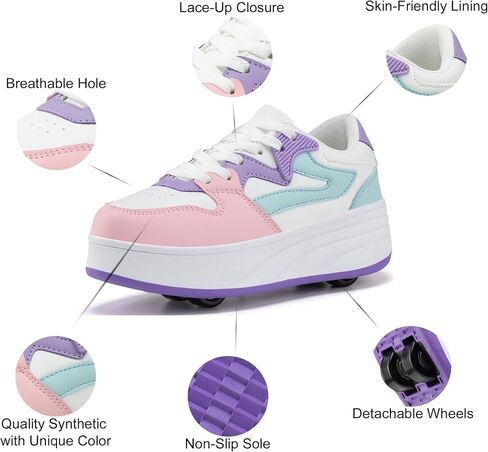 Roller Skate Shoes for Kids Boys Girls Sneakers with Detachable Wheels Sport Shoe in Kuwait