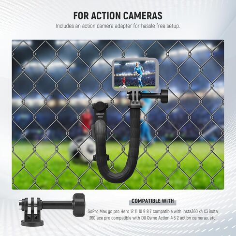 NEEWER Action Camera Mount Kit with Super Clamp, Soft Tube, Action Camera Adapter, Adjustable Phone Holder for Flat/Round Surfaces, Compatible with GoPro Insta360 DJI Action Camera Smartphone GP-26 in Saudi Arabia