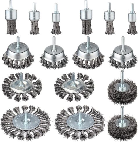 Rocaris 28 Pack Wire Wheel Brush, Carbon Steel & Twist Knot Cup Brush | 1/4-Inch Round Shank for Rust Removal, Corrosion and Scrub Surfaces in Saudi Arabia