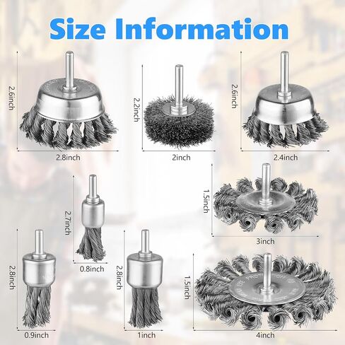 Rocaris 28 Pack Wire Wheel Brush, Carbon Steel & Twist Knot Cup Brush | 1/4-Inch Round Shank for Rust Removal, Corrosion and Scrub Surfaces in Saudi Arabia