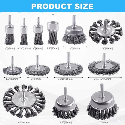 Rocaris 28 Pack Wire Wheel Brush, Carbon Steel & Twist Knot Cup Brush | 1/4-Inch Round Shank for Rust Removal, Corrosion and Scrub Surfaces in Saudi Arabia