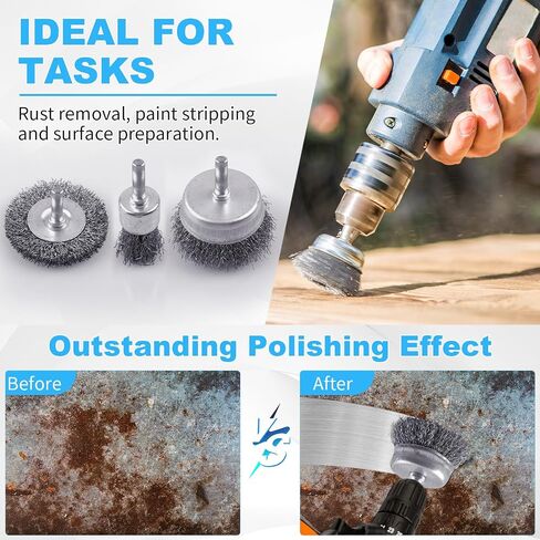 Rocaris 28 Pack Wire Wheel Brush, Carbon Steel & Twist Knot Cup Brush | 1/4-Inch Round Shank for Rust Removal, Corrosion and Scrub Surfaces in Saudi Arabia