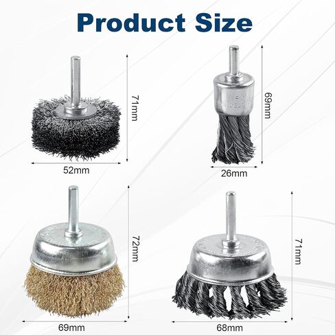 Rocaris 28 Pack Wire Wheel Brush, Carbon Steel & Twist Knot Cup Brush | 1/4-Inch Round Shank for Rust Removal, Corrosion and Scrub Surfaces in Saudi Arabia