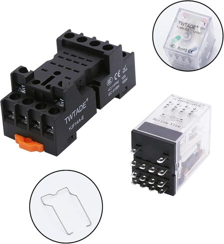TWTADE 2PCS AC 110V/120V Relay 10A Electromagnetic Power Coil Relay 8 Pins 2DPT 2NO 2NC with Indicator Light, Socket Base & DIN Rail -YJ2N-LY in Kuwait