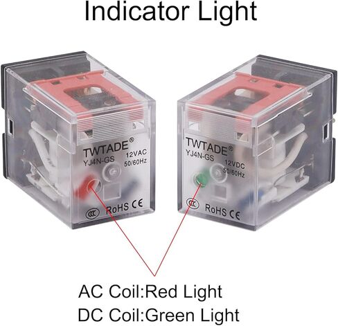 TWTADE 2PCS AC 110V/120V Relay 10A Electromagnetic Power Coil Relay 8 Pins 2DPT 2NO 2NC with Indicator Light, Socket Base & DIN Rail -YJ2N-LY in Kuwait