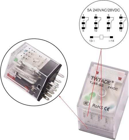 TWTADE 2PCS AC 110V/120V Relay 10A Electromagnetic Power Coil Relay 8 Pins 2DPT 2NO 2NC with Indicator Light, Socket Base & DIN Rail -YJ2N-LY in Kuwait