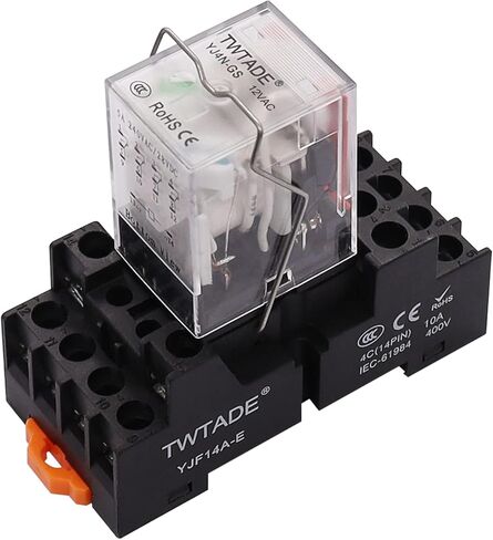 TWTADE 2PCS AC 110V/120V Relay 10A Electromagnetic Power Coil Relay 8 Pins 2DPT 2NO 2NC with Indicator Light, Socket Base & DIN Rail -YJ2N-LY in Kuwait