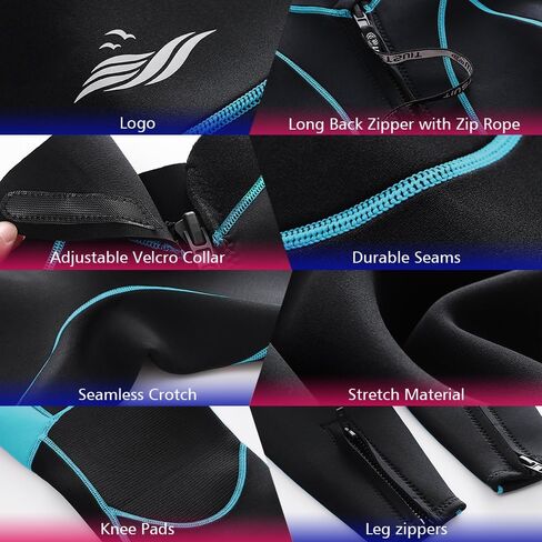 Womens Full Body Wetsuit 3mm - Neoprene Diving Suits Front Zip Dive Skin for Diving Snorkeling Surfing Swimming in Saudi Arabia