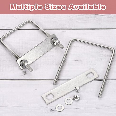 uxcell 4Sets 304 Stainless Steel Square U-Bolts, 3.54" (90mm) Inner Width 5.12" (130mm) Length M8 with Nuts, Frame Plate, Gasket for Automobiles Trailer, Ski Boat, Fishing Boat, Pipelines in Saudi Arabia